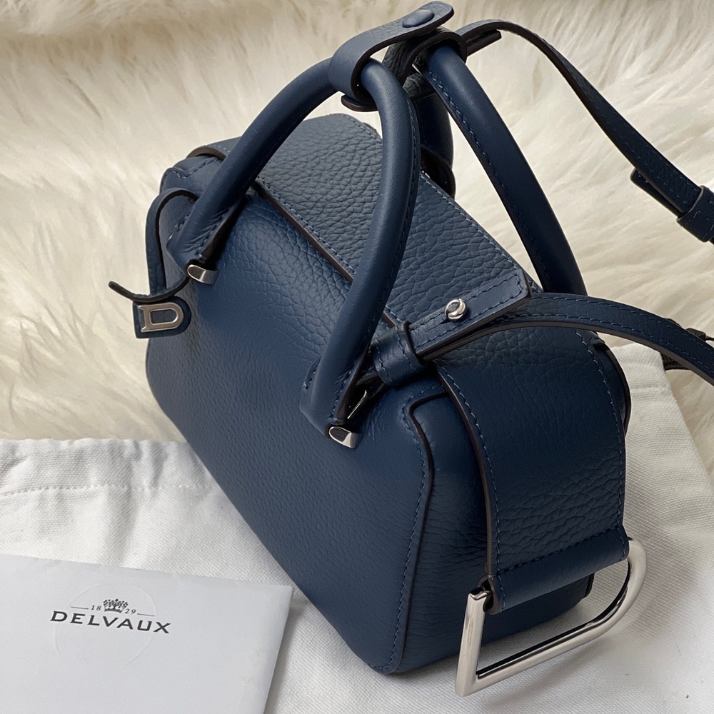 Mint AUTH Delvaux Nano Cool Box Antwerp Blue Crossbody Satchel